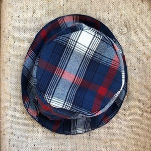Handmade‎ Plaid bucket hat red blue flannel reworked upcycled